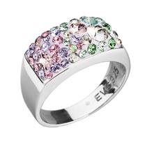 Stříbrný hranatý prsten Crystals from Swarovski®, Sakura