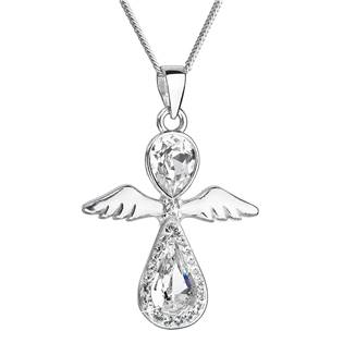 Stříbrný náhrdelník anděl se Swarovski krystaly bílý