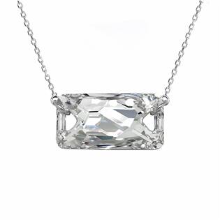 Stříbrný náhrdelník s krystalem Swarovski bílý obdélník