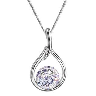 Stříbrný náhrdelník se Swarovski krystaly kapka, Violet