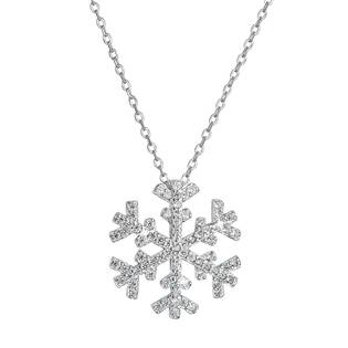 Stříbrný náhrdelník se zirkony sněhová vločka