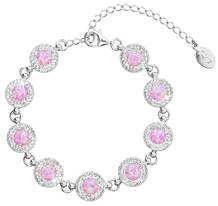 Stříbrný náramek s krystaly Crystals from Swarovski® a růžovými opály
