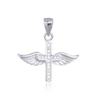 Stříbrný přívěšek křížek s křídly