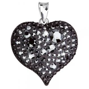 Stříbrný přívěšek srdce s krystaly Crystals from Swarovski®, barva: hematite