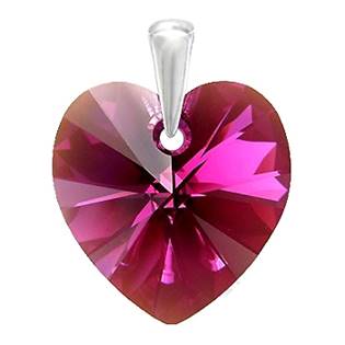 Stříbrný přívěšek srdce z dílny Crystals from Swarovski® Fuchsia