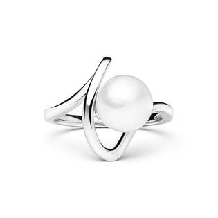 Stříbrný prsten s bílou perlou, vel. 51