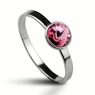 Stříbrný prsten s kamenem Crystals from Swarovski®, barva: LIGHT ROSE