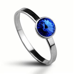 Stříbrný prsten s kamenem Crystals from Swarovski®, barva: SAPPHIRE