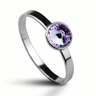 Stříbrný prsten s kamenem Crystals from Swarovski®, barva: VIOLET