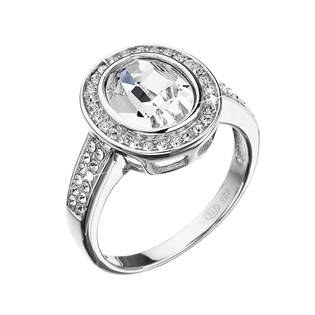 Stříbrný prsten s krystaly Swarovski bílý, vel: 56