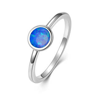 Stříbrný prsten s modrým opálem, vel. 51