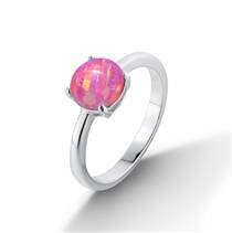 Stříbrný prsten s růžovým opálem
