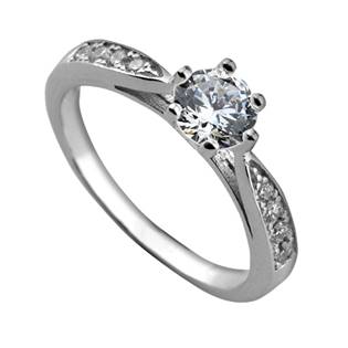Stříbrný zásnubní prsten se zirkony ZB82723