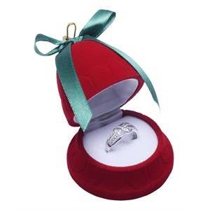 Vánoční dárková krabička na prsten - zvonek červený