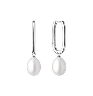 Visací perlové náušnice – bílé přírodní perly